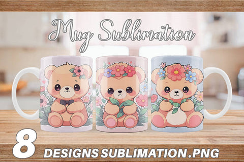 Mug Wrap Cute Teddy Bear Sublimation artnoy 