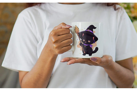 Mug Wrap Cute Witchy Cat Halloween Sublimation artnoy 
