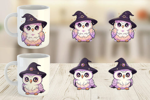 Mug Wrap Cute Witchy Owl Halloween Sublimation artnoy 