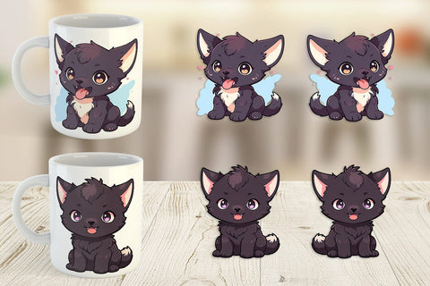 Mug Wrap Cute Wolf Halloween Sublimation artnoy 