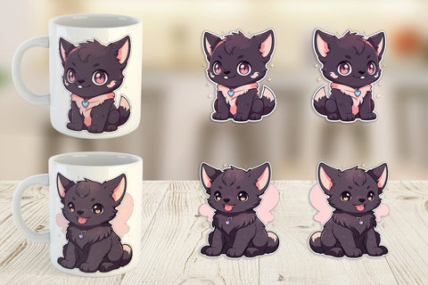 Mug Wrap Cute Wolf Halloween Sublimation artnoy 
