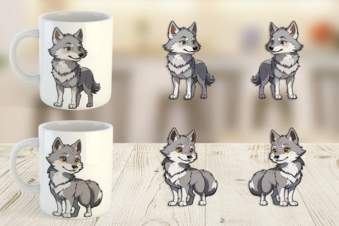 Mug Wrap Cute Wolf Sublimation artnoy 