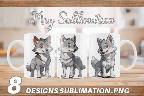 Mug Wrap Cute Wolf Sublimation artnoy 