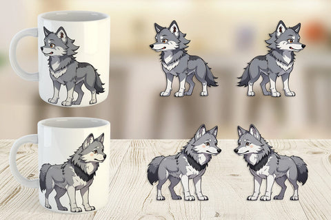 Mug Wrap Cute Wolf Sublimation artnoy 