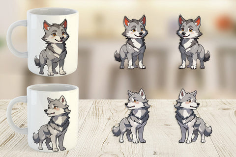 Mug Wrap Cute Wolf Sublimation artnoy 