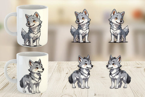 Mug Wrap Cute Wolf Sublimation artnoy 