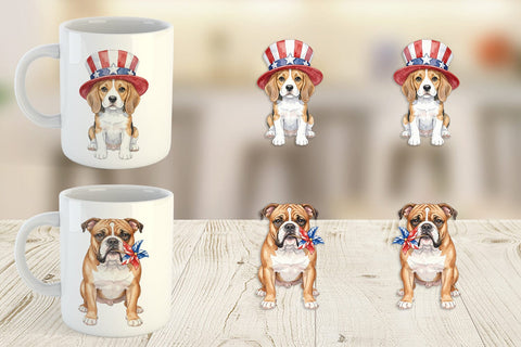 Mug Wrap Cutesy Patriotic Dogs and Cats Sublimation artnoy 