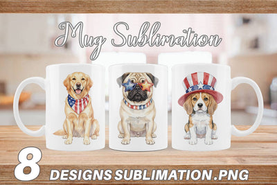 Mug Wrap Cutesy Patriotic Dogs and Cats Sublimation artnoy 