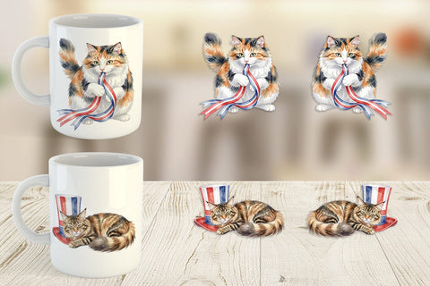 Mug Wrap Cutesy Patriotic Dogs and Cats Sublimation artnoy 