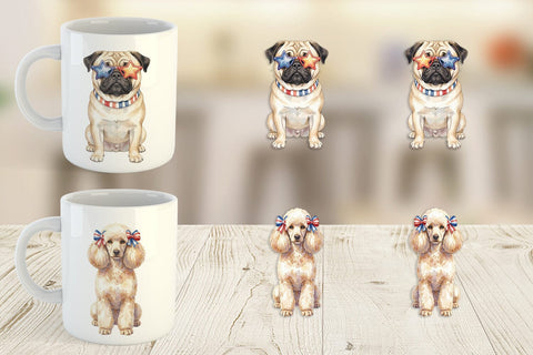 Mug Wrap Cutesy Patriotic Dogs and Cats Sublimation artnoy 