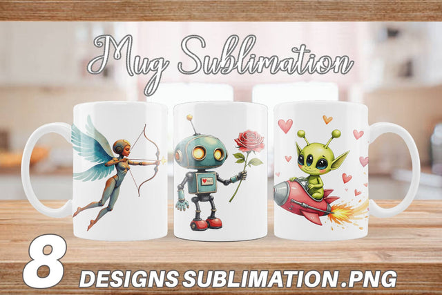 Mug Wrap Cybernetic Cupids Cosmic Messengers Sublimation artnoy 
