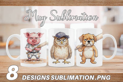 Mug Wrap Cynical Animal Slugger Watercolor Sublimation artnoy 