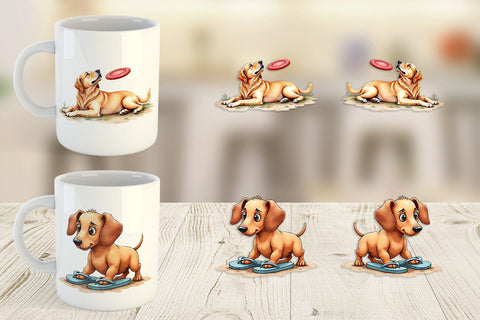 Mug Wrap Cynical Canines Hot Summer Watercolor Pack Sublimation artnoy 