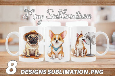 Mug Wrap Cynical Canines Hot Summer Watercolor Pack Sublimation artnoy 