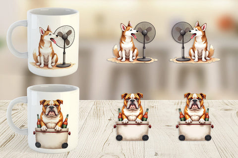 Mug Wrap Cynical Canines Hot Summer Watercolor Pack Sublimation artnoy 