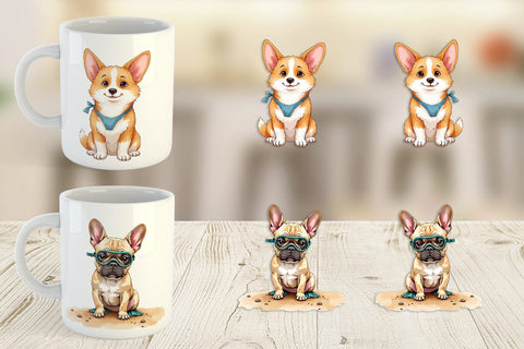 Mug Wrap Cynical Canines Hot Summer Watercolor Pack Sublimation artnoy 