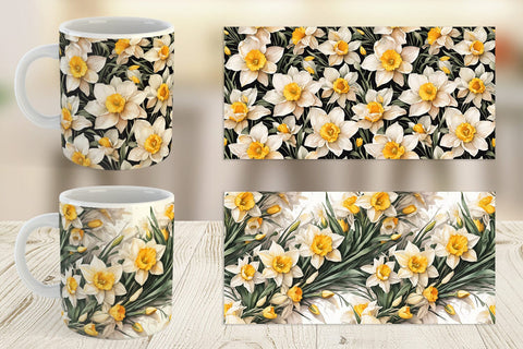 Mug Wrap Daffodil Pattern Sublimation artnoy 