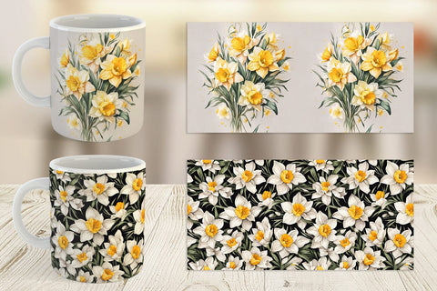 Mug Wrap Daffodil Pattern Sublimation artnoy 