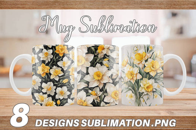 Mug Wrap Daffodil Pattern Sublimation artnoy 
