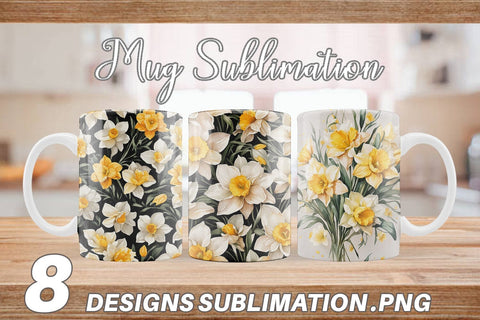 Mug Wrap Daffodil Pattern Sublimation artnoy 
