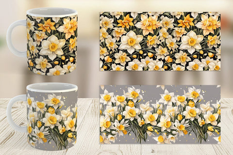 Mug Wrap Daffodil Pattern Sublimation artnoy 