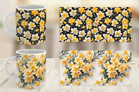 Mug Wrap Daffodil Pattern Sublimation artnoy 