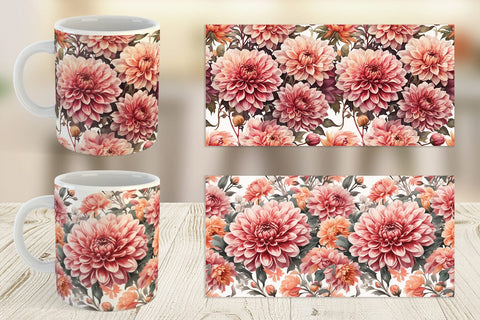 Mug Wrap Dahlia Pattern Sublimation artnoy 