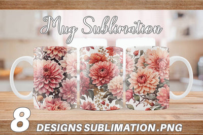 Mug Wrap Dahlia Pattern Sublimation artnoy 