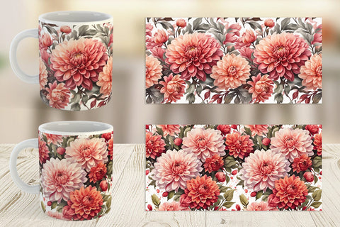 Mug Wrap Dahlia Pattern Sublimation artnoy 
