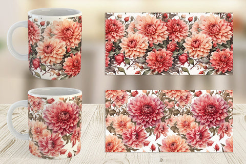 Mug Wrap Dahlia Pattern Sublimation artnoy 