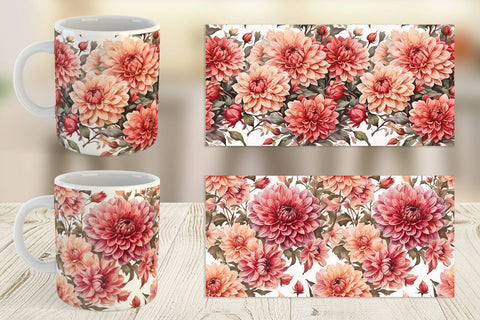 Mug Wrap Dahlia Pattern Sublimation artnoy 