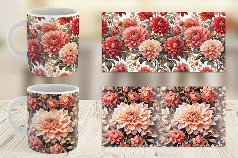 Mug Wrap Dahlia Pattern Sublimation artnoy 
