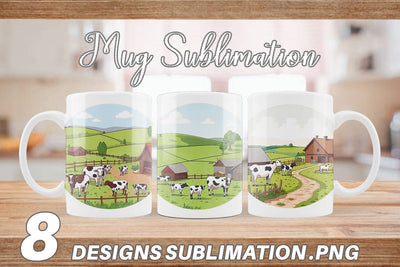 Mug Wrap Dairy Farm Scene Sublimation artnoy 