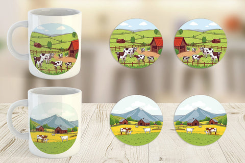 Mug Wrap Dairy Farm Scene Sublimation artnoy 