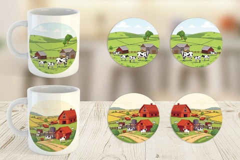 Mug Wrap Dairy Farm Scene Sublimation artnoy 