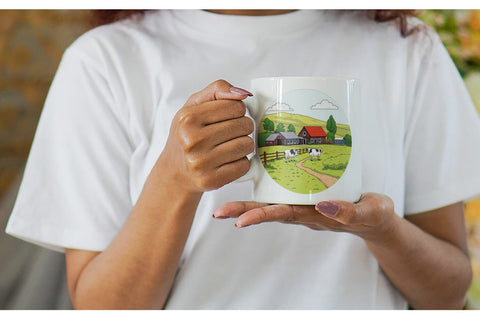 Mug Wrap Dairy Farm Scene Sublimation artnoy 
