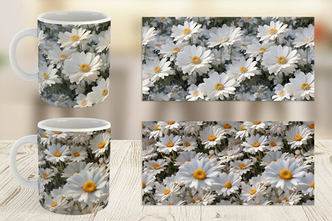 Mug Wrap Daisies Flower Pattern Sublimation artnoy 