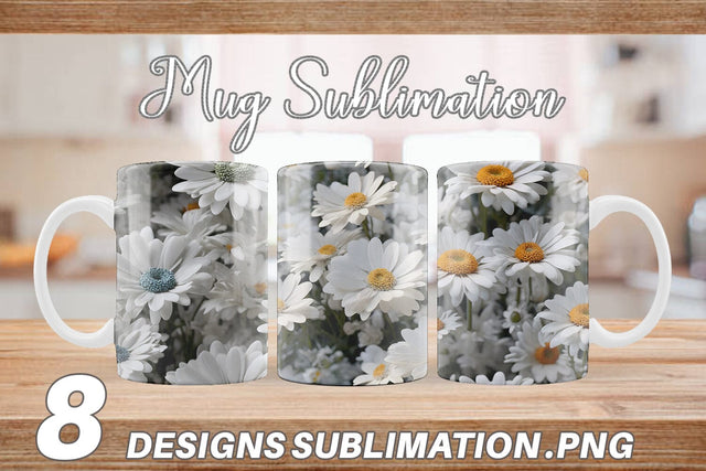 Mug Wrap Daisies Flower Pattern Sublimation artnoy 