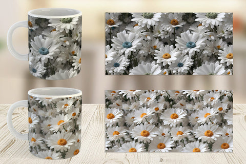 Mug Wrap Daisies Flower Pattern Sublimation artnoy 