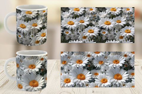 Mug Wrap Daisies Flower Pattern Sublimation artnoy 