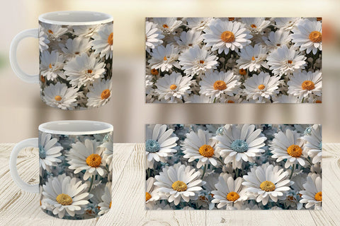 Mug Wrap Daisies Flower Pattern Sublimation artnoy 