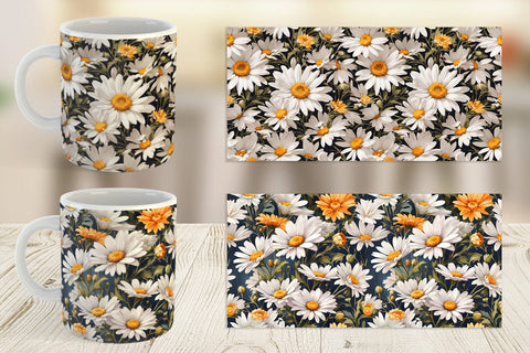 Mug Wrap Daisies Pattern Sublimation artnoy 