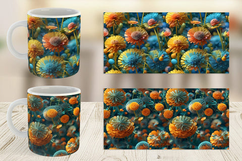 Mug Wrap Dandelions Flower Pattern Sublimation artnoy 