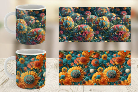 Mug Wrap Dandelions Flower Pattern Sublimation artnoy 
