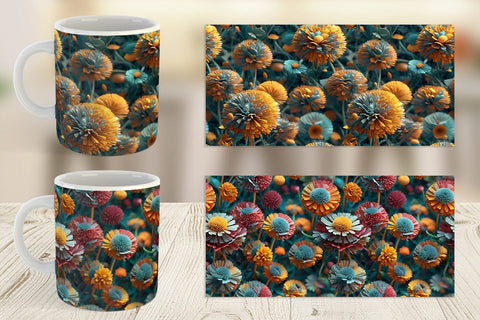 Mug Wrap Dandelions Flower Pattern Sublimation artnoy 