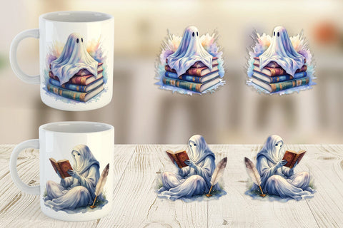 Mug Wrap Dark Academia Ghost Reader Sublimation artnoy 