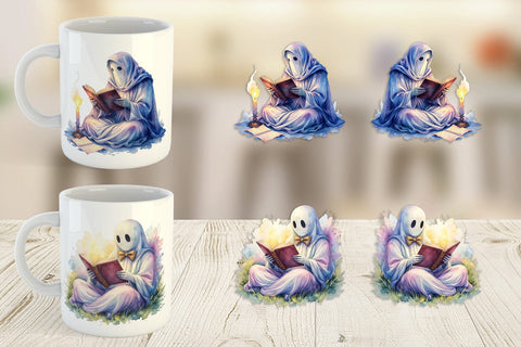 Mug Wrap Dark Academia Ghost Reader Sublimation artnoy 