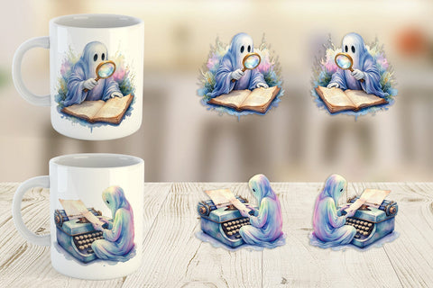 Mug Wrap Dark Academia Ghost Reader Sublimation artnoy 