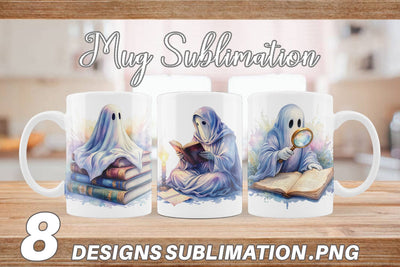Mug Wrap Dark Academia Ghost Reader Sublimation artnoy 