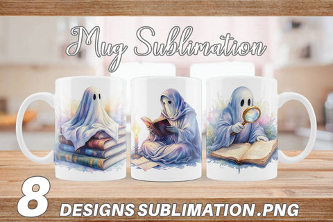 Mug Wrap Dark Academia Ghost Reader Sublimation artnoy 
